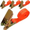 Esxiaze 4 cinghie a cricchetto con fibbia, 25 mm x 2 m, cinghie a cricchetto per tettoie e rimorchi, cinghie di fissaggio, cinghie di serraggio regolabili a cricchetto per moto, auto, rimorchio, uso domestico