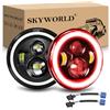 SKYWORLD 7 Pollici Rotonda Fari Led auto moto, 50W 5000LM Faro a LED Rosso Bianco 4 modalità di Illuminazione off Road Lights Fire Cross Hi/Lo Fascio Fari anteriori per Wrangler JK TJ LJ CJ Hummer