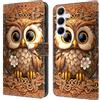 Bnvdfre Custodia per Samsung Galaxy A26 5G, in pelle PU, magnetica, resistente agli urti, con scomparto per carte di credito, pieghevole, in silicone, con motivo a flip, gufi