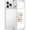 Guxira Cover Protettiva per iPhone 17 Pro, Carino Antiurto Trasparente Silicone Custodia Floreale Design Cover Antipolvere Protettiva Case - Gatto