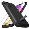 Giabuao Cover Batteria per iPhone 15 Pro (6.1)，8500mAh Custodia Batteria Protettiva a 360° con Supporto, Power Bank Ricaricabile ed Espandibile, e Pellicola Temperata (Nero)