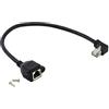 Cerrxian, cavo di prolunga da 30 cm Cat6 RJ45 maschio a femmina schermato di rete Ethernet con montaggio a vite. Right angle