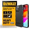 DEWALT Heavy Duty Custodia con Magnete Potente per iPhone 15 Pro Compatibile MagSafe, Cover Posteriore Protettiva Antiurto, Resistente alle Cadute, Slim Fit Shockproof, Nero Opaco