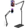 mmcrz Supporto da pavimento per tablet con base pesante da 5 kg e morsetto da tavolo, regolabile in altezza, compatibile con iPhone, iPad Pro/Air/Mini, Galaxy Tab, Kindle, telefoni cellulari (4,5-13