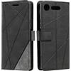 SONWO Cover per Sony Xperia XZ1, Flip Caso in PU Pelle Case Cover Portafoglio Custodia per Sony Xperia XZ1, [Kickstand] [Slot per Schede], Nero