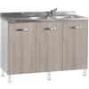 DEODATO Mobile sottolavello cucina 120x85x48 cm Olmo Perla vasca a destra