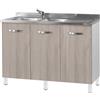 DEODATO Mobile sottolavello cucina 120x48x85 cm olmo perla vasca a sinistra