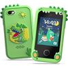 Fippesax Telefono Bambini, Cellulare Bambini con 2,8 Schermo Tattile, Doppia Kamera, Lettore MP3, Scheda SD 8GB Inclusa, Bambini 3-10 Anni Verde