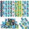 Viicoor Braccialetti Slap per Bambini 24PCS Nastri Slap Dinosauro Gadget per Feste Regali per Ospiti Multicolore
