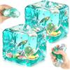 TOGETDREAM 2 Pack Squishy Ice Cube, Cubo Sensoriale Traslucido con Conchiglie & Stelle Fluttuanti, Sensazione di Maltosio, Antistress Squishy Nice Cube Squishy Toy per Bambini & Adulti (4.5CM)