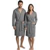 l&j Accappatoio Uomo Donna Unisex con Cappuccio in Microfibra, Morbido e Assorbente con Tasche e Cintura Ideale per Bagno, Spa, Piscina, Palestra, Sport, Grigio (IT, Testo, XXL, Regular, Regular)