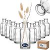gouveo Set da 12 vasi in vetro 100 ml eckig im design bottiglia da farmacia (0,10 l) senza chiusura mini vasi quadrati per fiori singoli e decorazione da tavolo (AVTE100)