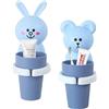 QINGZY 2PCS Portaspazzolino Bambini con Tazza, Cartoni Animati Porta Spazzolini Senza Foratura, Bambini Portabicchieri Per Spazzolini da Parete per Cucina, Camera da letto