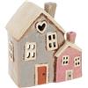 Shudehill Giftware Village Pottery - Portacandela in ceramica, con due cuori, colore: Rosa e Grigio