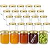 gouveo set da 25 barattoli per conserve rotondi (0,125 l) con chiusura Twist-Off TO 53 coperchi in metallo color oro vasetti piccoli per marmellata miele spezie dessert (HEG125G)