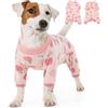 Hjumarayan Tuta Cane 4 Zampe Post Operatoria, Body Cane Anti Leccamento con Copertura Completa, Tutina Recupero per Cani Piccoli, Rosa Pesca S