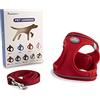 GLÜCKPET Pettorina per Cane di Taglia Piccola e Media, con Guinzaglio da 1,4 m, Riflettente, Traspirante, L, Rosso