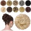 FESHFEN Chignon Finto per Capelli, Coda Chignon Capelli Extension Finti con Elastico Sintetica Ondulato Naturale Posticci per Capelli per Donne, 42g Biondo Champagne e Biondo Bianco