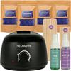 NEOMANN Waxer II LAV Kit Ceretta Brasiliana Professionale | Scaldacera Nero con Pentolino Antiaderente, 400g Perle di Cera alla Lavanda, Spray Pre e Post Epilazione e 20 Spatole