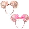 DRESHOW 2 Pezzi Cerchietto con Orecchie da Topo Fasce Orecchie da Topo Cerchietti Carnevale per Donna per Capelli Belle Orecchie da Topo Copricapo Decorazioni