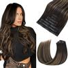 HOTBANANA Extension per capelli con clip, senza cuciture, 56 cm, 110 g, 7 pezzi, da marrone scuro a castano, invisibili, in poliuretano, lisci