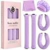 GeeRic 4pcs Bigodini Capelli Senza Calore，GeeRic Bigodino Lungo per Boccoli+Cuffia Doccia+Foulard da Fisso Flessibile Boccoli Arricciacapelli per Capelli Medi/Lunghi DIY Salone Strumento per Styling Dormo