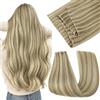 Easyouth Extension Capelli Veri Farfalla Genius Trama Biondi Extension Capelli Veri Butterfly Biondo Cendré Highlight Biondo Décoloré Confortevoli per L'uso Quotidiano Lisci #16/22 50cm 100g