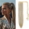 Gairyan Extension Coda Capelli Finti Wrap Ponytail Extension Coda Finta Capelli Lisci Coda di Cavallo Posticci per Capelli Lunghi Sintetici Parrucchino 60cm per Donna, Biondo & Sandy Blonde