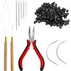 XRVRILE Kit Extension Capelli Microring e Nanoring 200 Micro Anelli Silicone 5x3mm, Accessori Extension Capelli con Pinza, Ago Infilatura e Infila Passanti, Strumento Professionale per Salone e Casa
