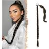 BARSDAR 76cm Lunga Estensione Coda di Cavallo con Cravatta, Lisci Treccia Lunga Coda Finta Capelli con Elastico Sintetici Ponytail Extension per Donne - Marrone