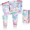 BRUBAKER Cosmetics 4-Pz. Unicorno Set da Bagno e Doccia - Cherry Blossom - Confezione Regalo con Fragranza Fiore di Ciliegio in un Sacchetto Cosmetico