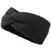 styleBREAKER Fascia per capelli da donna in pelliccia sintetica effetto orsetto con dettaglio nodo a torsione | Morbida fascia invernale elastica | Scaldacollo caldo paraorecchie 56-59 cm, colore:Nero