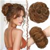 FESHFEN Chignon Finto per Capelli, Elastici Chignon Finti Sintetica Ondulato Capelli Naturale Coda di Cavallo Posticci per Capelli Spessi Updo per Donne Ragazze, 55g Rosso Tiziano