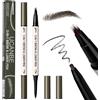 UCANBE 2-in-1 Penna per Sopracciglia Effetto Microblading & Eyeliner in Gel - Impermeabile e Resistente - Trucco Sopracciglia Naturale - Definizione Occhi a Lunga Durata (Marrone nero)