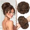 FESHFEN Chignon Finto per Capelli, Elastici Chignon Finti Sintetica Ondulato Capelli Naturale Coda di Cavallo Posticci per Capelli Spessi Updo per Donne Ragazze, 55g Rosso Vino