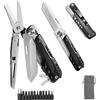 HONZIN Multitool 5 in 1 Coltello tascabile pieghevole multifunzionale, forbici pieghevoli, coltello geometrico staccabile in acciaio inox, con custodia con coulisse (Extra 11 punte di cacciavite)