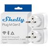 Shelly Plug M Gen3 Bianco - Presa Intelligente Wi-Fi & Matter (Tipo F), Misurazione Consumi, 13A, 3000W, Nessun Hub Richiesto, Timer, Riscaldamento, Luci, Alexa, Google Home, Apple HomeKit (2 Pezzi)