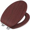 Virtime Tavoletta WC Universale in MDF Effetto Legno con Coperchio, Cerniere in Metallo Cromato, Sedile Water Elegante e Resistente, 34 x 42 x 4 cm, (wenghè)