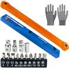 Hutglcfpy 3/8' Prolunga Chiave a Cricchetto Offset Extension Wrench Set con Adattatori di Azionamento Quadrato 1/4 3/8 1/2 Adattatore Bussole 1/4 e 10 Punte per Cacciavite Adatto per Spazi Stretti