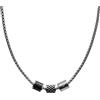 Emporio Armani Collana da uomo in acciaio inossidabile con chiusura a moschettone, Nero inchiostro