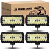 RIGIDON 4 x Faro da Lavoro 7 Pollici 18 cm 120W Spot Flood Luci di Lavoro | Fari di Profondità 12V 24V, 6000K Bianca Impermeabile Barra LED Fuoristrada per Auto Trattore Camion SUV ATV Veicoli Barca