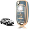 TOOMUME Cover Chiave TPU, Custodia Chiave Adatto per Fiat 500X 500L 500 Tipo Egea Toro Cronos Mirror Lounge Punto Jeep Renegade Dodge Neon, Copri Chiavi Guscio Chiave Auto Telecomando - Flip Key