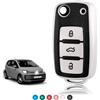 TOOMUME Cover Chiave TPU Texture in Pelle, Custodia Chiave Copri Chiave Adatto per VW Volkswagen Golf 4/5/6 Multivan T5 Polo Up Caddy Beetle Sharan Jetta Bora Seat Ibiza Skoda Fabia