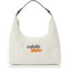 Calvin Klein Donna Borsa a Spalla Graphic Canvas Medium con Zip, Bianco (White Canvas), Taglia Unica