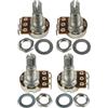 FLEOR Set di 4 regolatori di volume per chitarra A500 + B500 con albero zigrinato diviso lungo 18 mm per basso elettrico (set 2A2B)