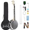 Mulucky Banjo Mini 5 corde, 71 cm, banjo da viaggio con testa Remo, risonatore e accordatore, kit per principianti con chiave a tracolla, plettri righello - MB803