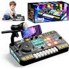 Piashow Dj Pult Bambini con Microfono, Dj Mixer Stazione Dj Portatile Bluetooth con Microfono Regolabile 100+ Effetti Suoni, Gradiente Luce per Principiante DJ Ragazzi Ragazzi Ragazze 3-12 anni