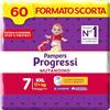 Pampers Progressi Mutandino XXL, Taglia 7 (17+ kg), Formato Scorta, Barriera Stop&Protect, Pelli Delicate, Rimozione Facile, Senza Linguette, Cambio Veloce, 60 Pannolini Bambino