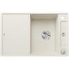 BLANCO AXIA III 45 S, Silgranit, bianco morbido, tipo di montaggio: montaggio dall'alto, reversibile, con tagliere in legno, 45 pezzi, tagliere scorrevole, vassoio multifunzione a tracolla