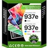 Washope 937 937e Cartucce d'inchiostro compatibili Cartuccia per HP 937 per HP OfficeJet Pro 9110b 9120b 9130b 9720 9730 per 937e Confezione da 4 cartucce (con chip, nero ciano magenta, giallo)